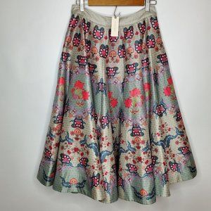 Siddhartha Bansal Anthropologie Womens Saanvi Floral Skirt Size 6 Gray Full Midi